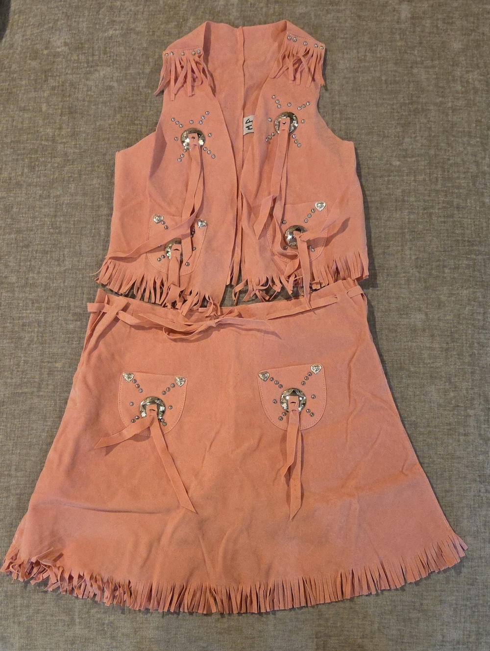 Kids Pink Fringe Vest and Skirt Set - New With Tags